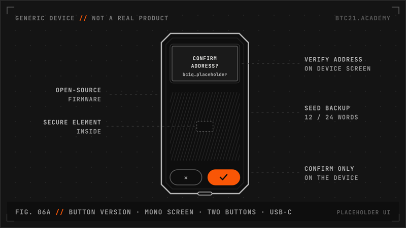 A generic hardware wallet with buttons.